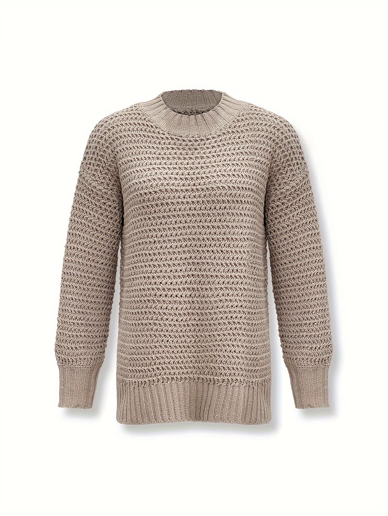Lässiger Strickpullover aus Baumwolle mit Rollkragen und Geteilten Langen Ärmeln für Damen | Ideal für den Winter