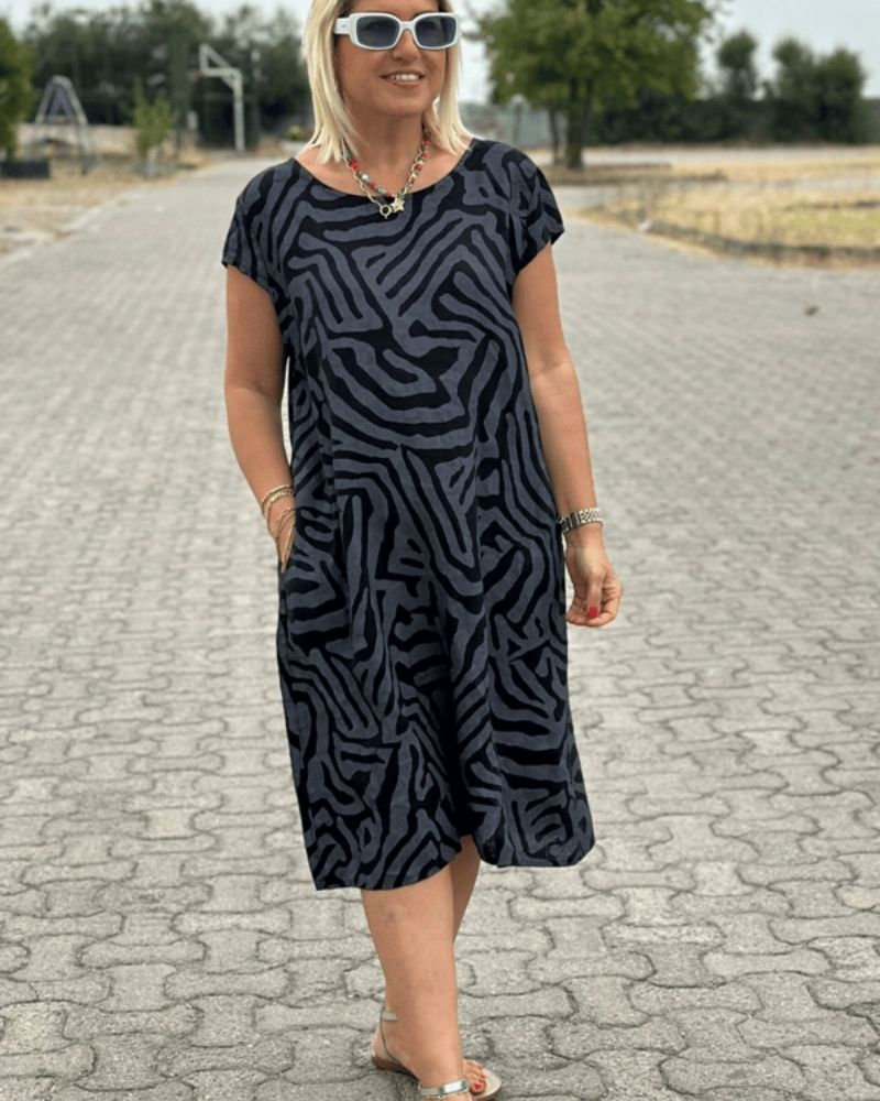 Elia | Sommerkleid mit Rundhalsausschnitt und schönem Print