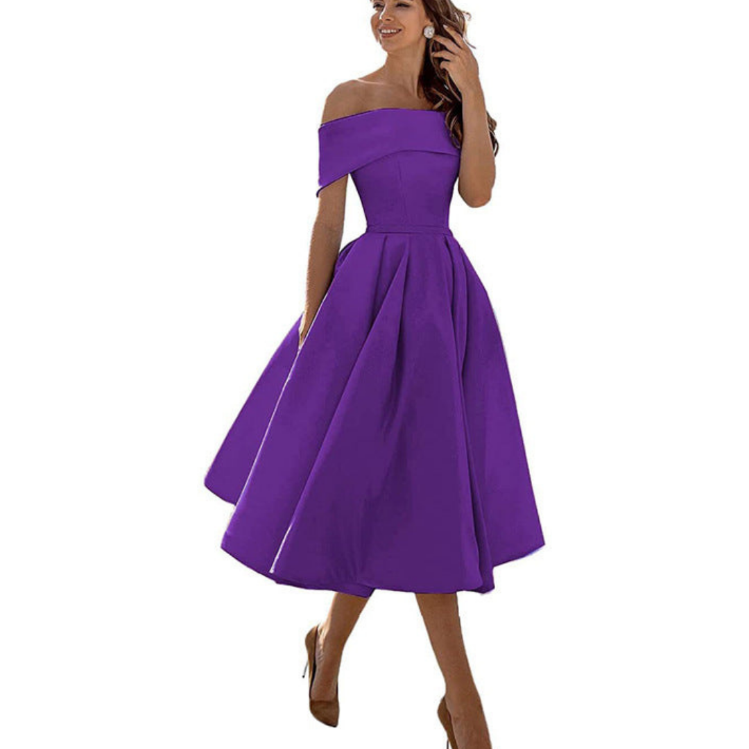 Damen Zeitloses Off-Shoulder Kleid | Midi