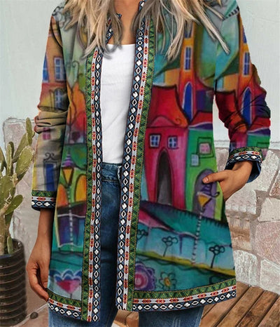 Elke® | Boho-Jacke mit farbenfrohem Muster