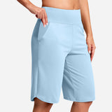 Odeliora - Komfortable Bermuda-Shorts mit hoher Taille – Hellblau