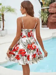 Avery -  Tropisches Kleid mit Blumenmuster und zarten Trägern für Frauen