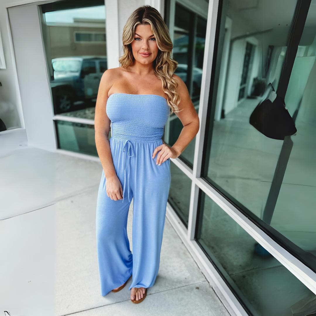 April - Ärmelloser Jumpsuit mit weitem Hosenbein für Damen