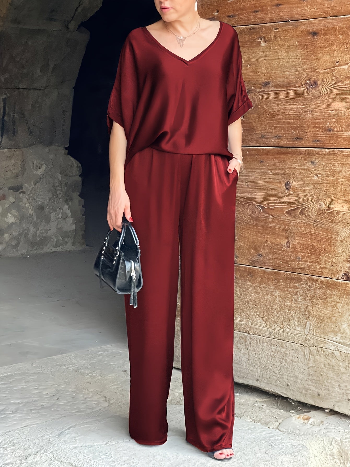 Ashlee - Elegantes Zweiteiliges Satz Mit Kurzen Ärmeln