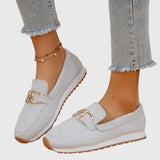 Sarah | Damen Frühlings Lässige Slip-On Loafer Schuhe – Weiß