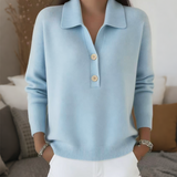 Belisara - Extraweicher V-Ausschnitt-Pullover – Hellblau