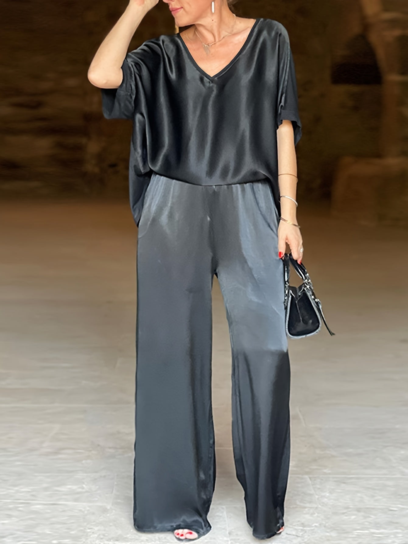 Ashlee - Elegantes Zweiteiliges Satz Mit Kurzen Ärmeln