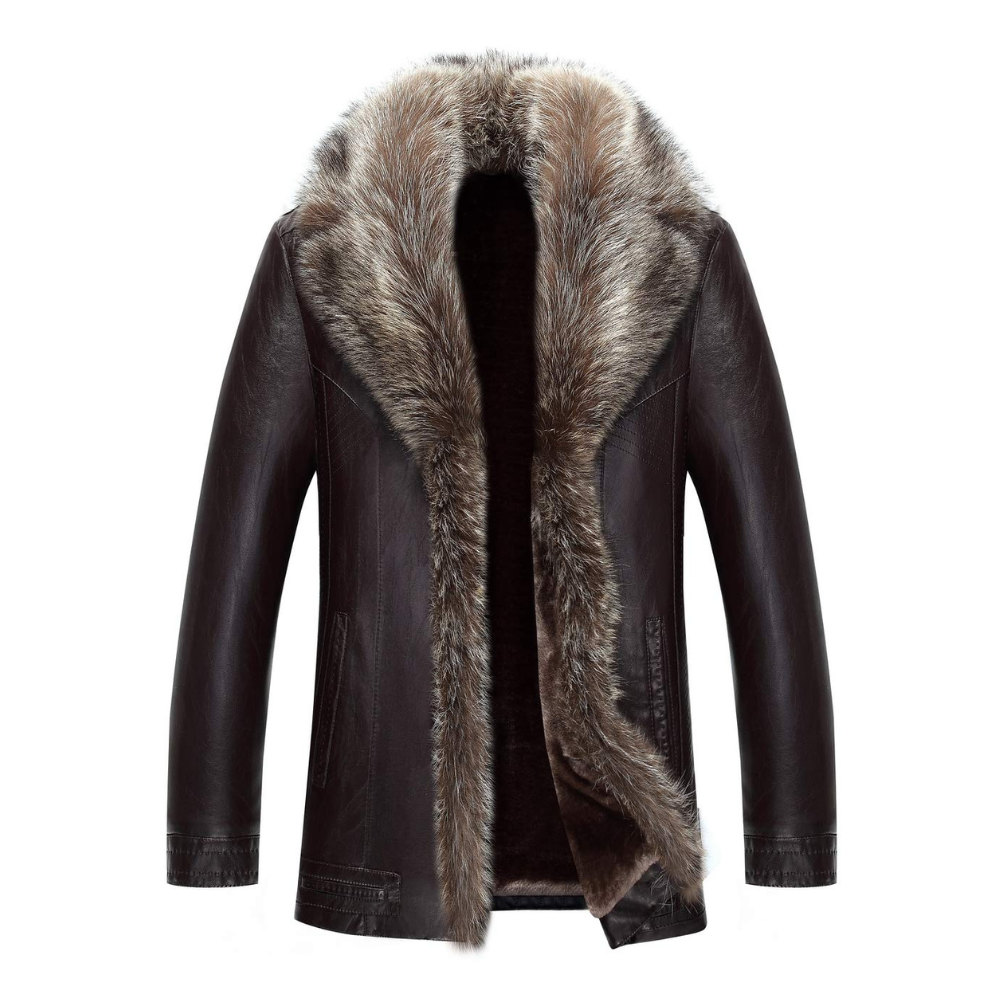 Paolo - Ledermantel mit Kunstpelzkragen