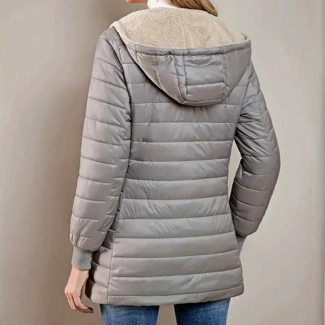Ultra-gemütliche Kapuzen-Pufferjacke mit Fleece-Futter für Frauen