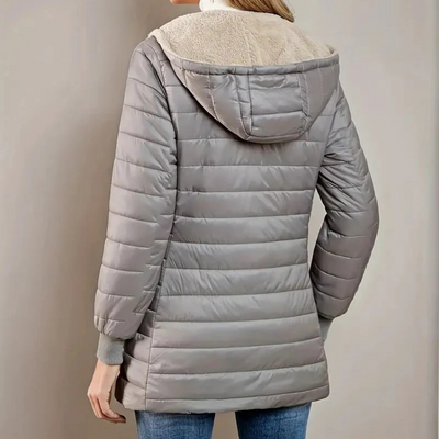 Ultra-gemütliche Kapuzen-Pufferjacke mit Fleece-Futter für Frauen