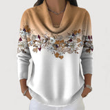 Elisa | Damen Pullover elegant und zeitlos floral – Kamel