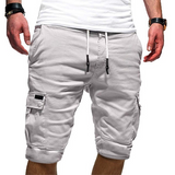 Herren Slim Fit Cargo Shorts Mit Mehreren Taschen – Lässige Utility Shorts – Weiß – AUSVERKAUFT