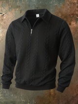 Belvorn - Premium Zopfstrick-Half-Zip-Pullover – Schwarz
