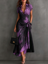 Kaia - Weiches Wickel-Hemdkleid – Lila