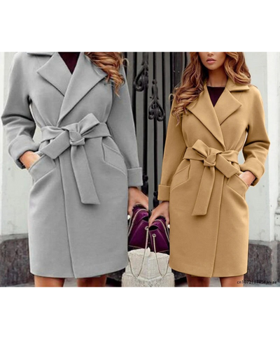 Stylischer Trenchcoat mit Gürtel und Reverskragen für Damen | Ideal für den Winter