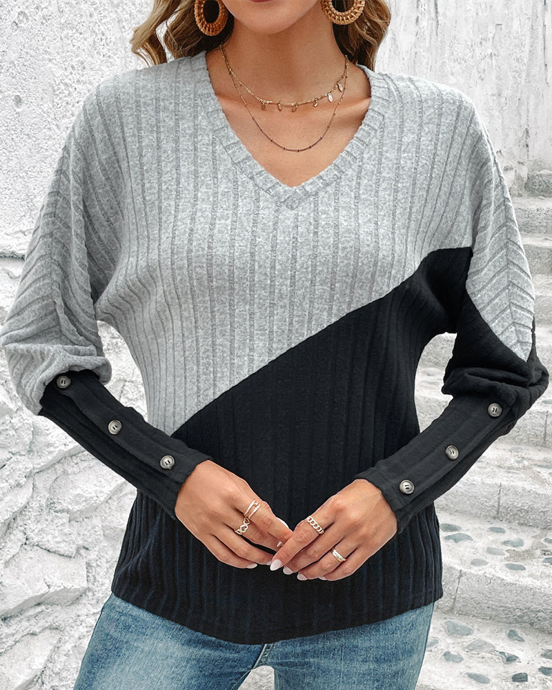 Lässiger Baumwollpullover mit Halbfarbe für Damen | Ideal für den Winter