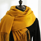Designer-Schal mit Quasten | Warmer und weicher Kaschmir – Gelb