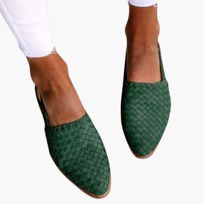 Geflochtene Leder Slingbacks für Damen - Flache Sommerschuhe