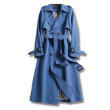 Amira | Damen Klassischer Trenchcoat mit Gürtel für den Winter – Blau