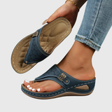Stefanie | Damen Slip-On Flache Sandalen – Marineblau