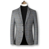 Max | Eleganter Herrenblazer im klassischen Tartan-Stil – Grau