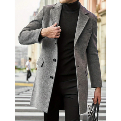 Herren Klassischer Warmer Winter Arbeits Trenchcoat | Lang