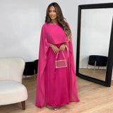 Felicia | Damen Hochzeitsgast Cape Maxikleid – Rosa