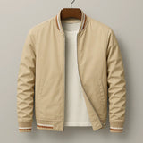 Herren Leichte Bomberjacke Mit Geripptem Kragen – Casual Reißverschlussjacke – Beige