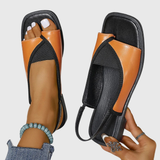 Selina | Damen Kontrast Riemen Flache Sandalen – Orange