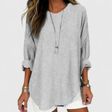 Natascha | Damen Gestreifte Locker Geschnittene Bluse Shorts – Grau