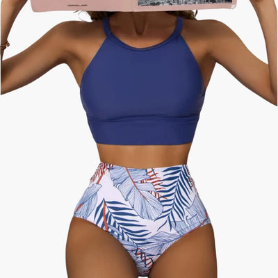 Blumenmuster High-Waist Bikini - Damen Zweiteiler für den Sommer