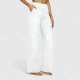 Nadine | Damen Weite Lounge-Hose mit Stretchbund – Weiß