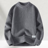 Eldric - Rundhals-Pullover aus Waffelstrick – Hellgrau