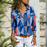Damen Langarm Karohemd Mit Farben – Blau