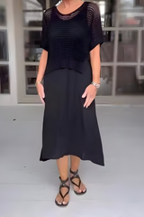 Hanna | Feminines Damen-Sommerkleid modern & chic – Schwarz