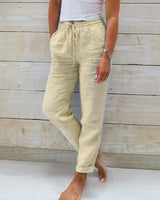 Lucia | Modische Hose aus Leinen und Baumwolle – Khaki