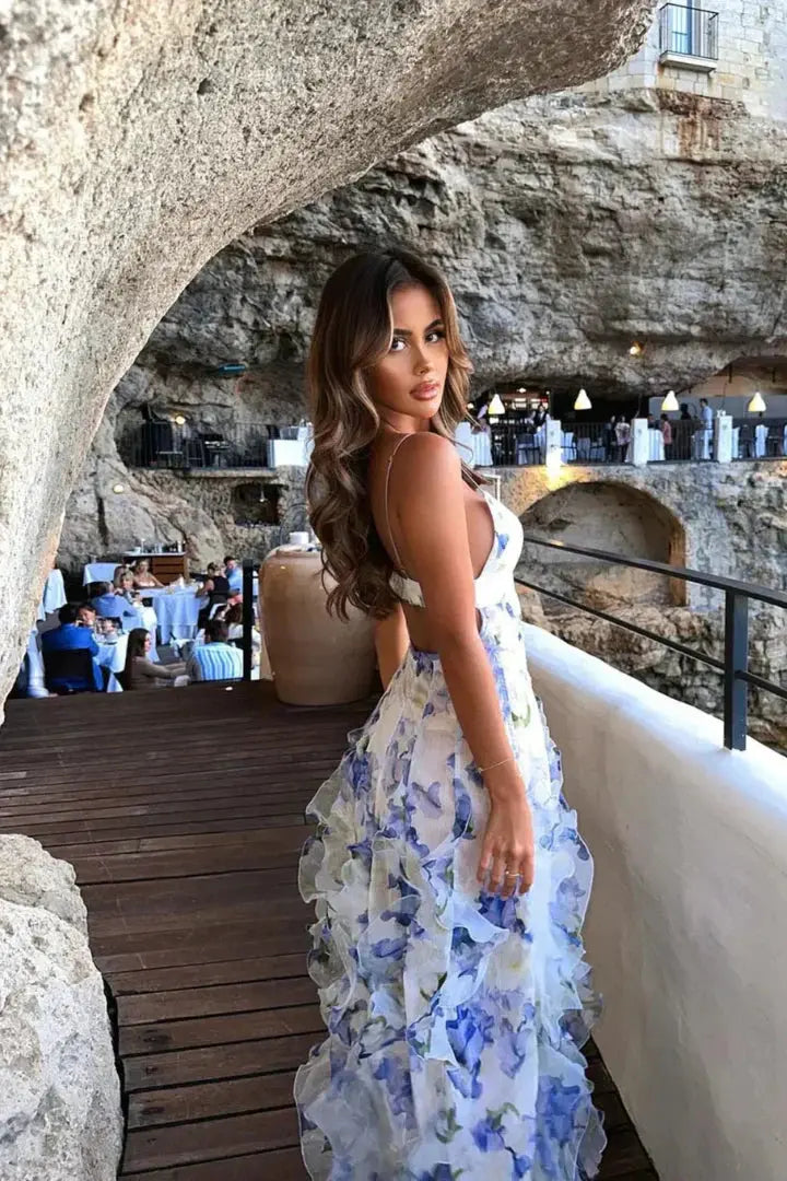 Maxi‑Blumenkleid mit Rüschen | Leichtes Sommerkleid – Boho‑Style