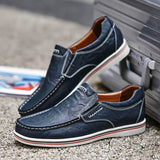 Paul | Herren Frühling Moc Toe Loafers mit Kontrastnähten – Marineblau