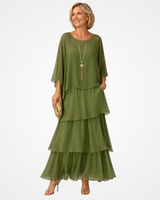 Sylvia - Fließendes Soft-Touch-Maxikleid – Dunkelgrün