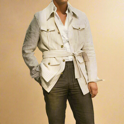 Davion – Lässiges Hemd Mit Gürtel Und Mehreren Taschen