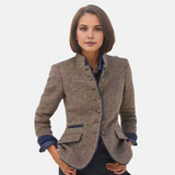 Damen Blazer Jacke mit Knöpfen – Braun