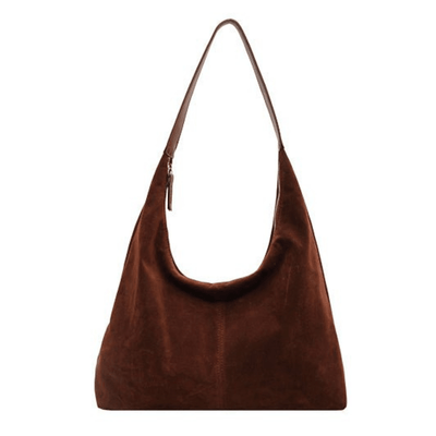 Damenhandtasche aus veganem Wildleder mit Reißverschluss