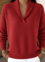Cybele - Soft-Touch V-Ausschnitt-Pullover – Rot