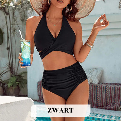 Karla Bauchkontrolle Badeanzüge Bescheidene Bikini-Sets mit hoher Taille