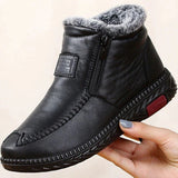 Rustan | Wasserdicht Rutschfest Baumwoll-Leder Stiefelette – Schwarz