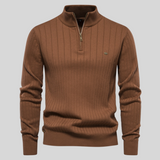 Erik | Herren Frühling Viertelzip Langarm Pullover – Braun