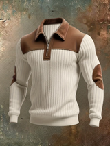 Eldvane - Premium-Rippstrick-Half-Zip-Pullover – Beige