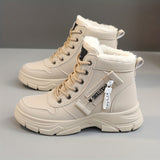 Coline | Gefütterte Plateausohle Schneestiefel – khaki
