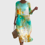 Claudia | Damen Stilvolles Blumenkleid – Florales Kleid Stilvoll Sommer 2026 – Grün