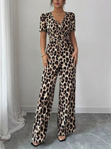 Eveliora - Eleganter Jumpsuit mit Animalprint – Dunkelbraun